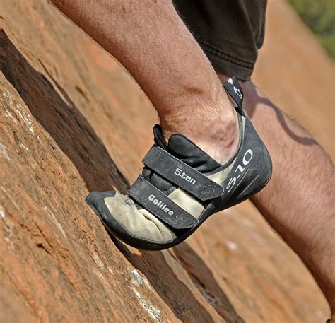 sticky rubber climbing shoes.